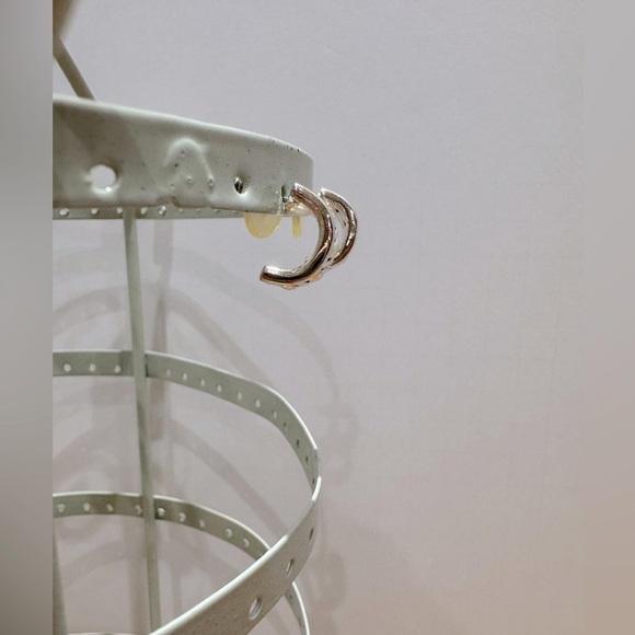 Silver tone Hoop cuff Earrings - Picture 2 of 6